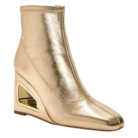 Katy Perry Women's The Hollow Wedge Bootie Gold Ankle Fashion Boots Size 10M - Picture 2 of 5